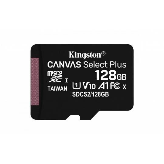 KINGSTON -  Carte mémoire microSD Canvas Select Plus 128 Go + adaptateur SD