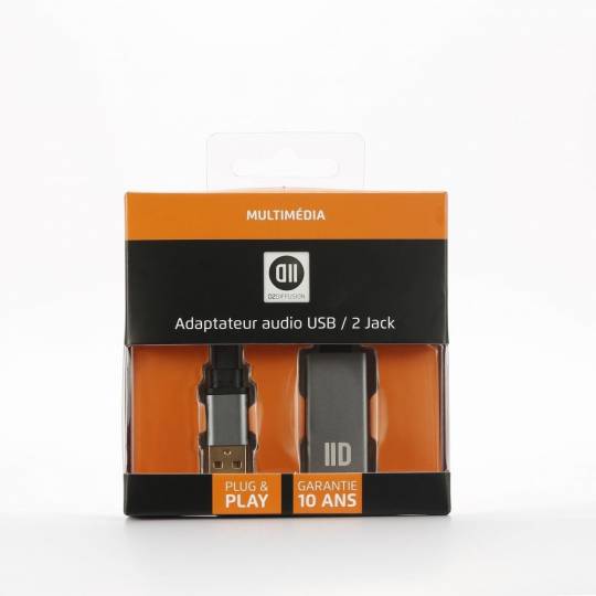 D2 DIFFUSION - Adaptateur USB/Jack audio + Micro carton son externe - Plug & Play