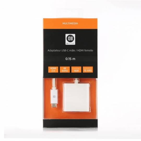 D2 DIFFUSION - Adaptateur graphique USB-C / HDMI 15 cm- Blanc
