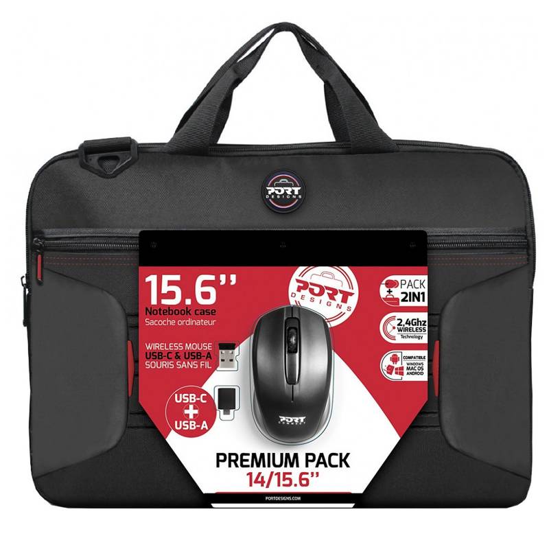 PORT DESIGNS - Premium Pack : sacoche 15.6" + souris sans fil - Noir